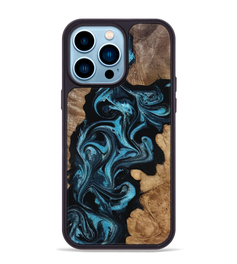 iPhone 14 Pro Max Wood Phone Case - Martika (Blue, 818535)