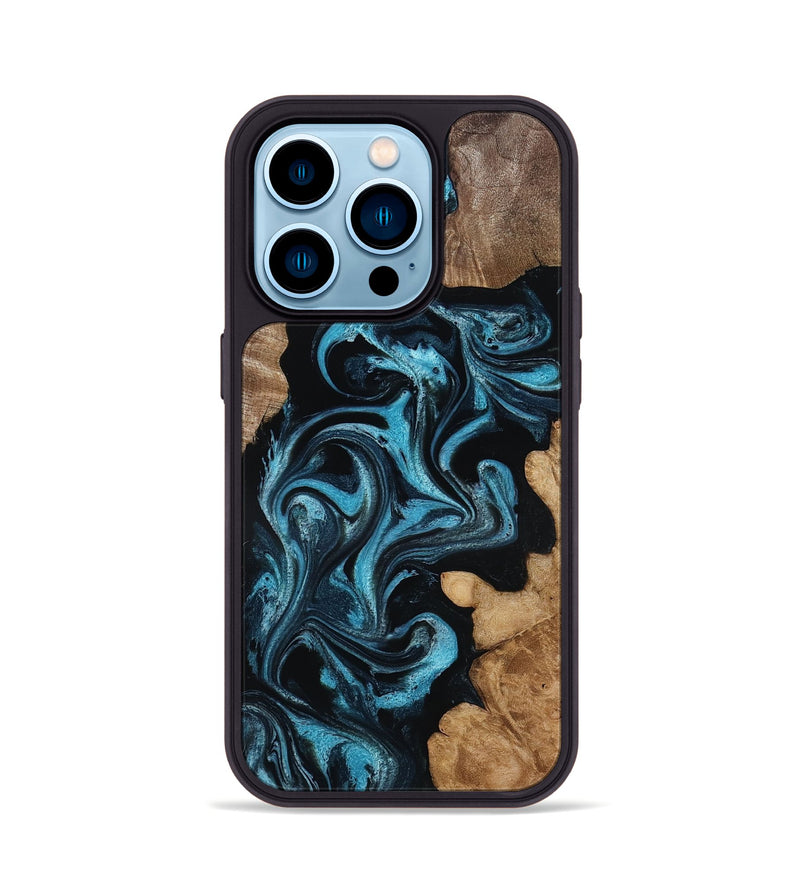 iPhone 14 Pro Wood Phone Case - Martika (Blue, 818535)
