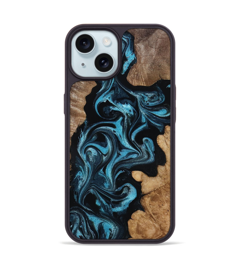 iPhone 15 Wood Phone Case - Martika (Blue, 818535)