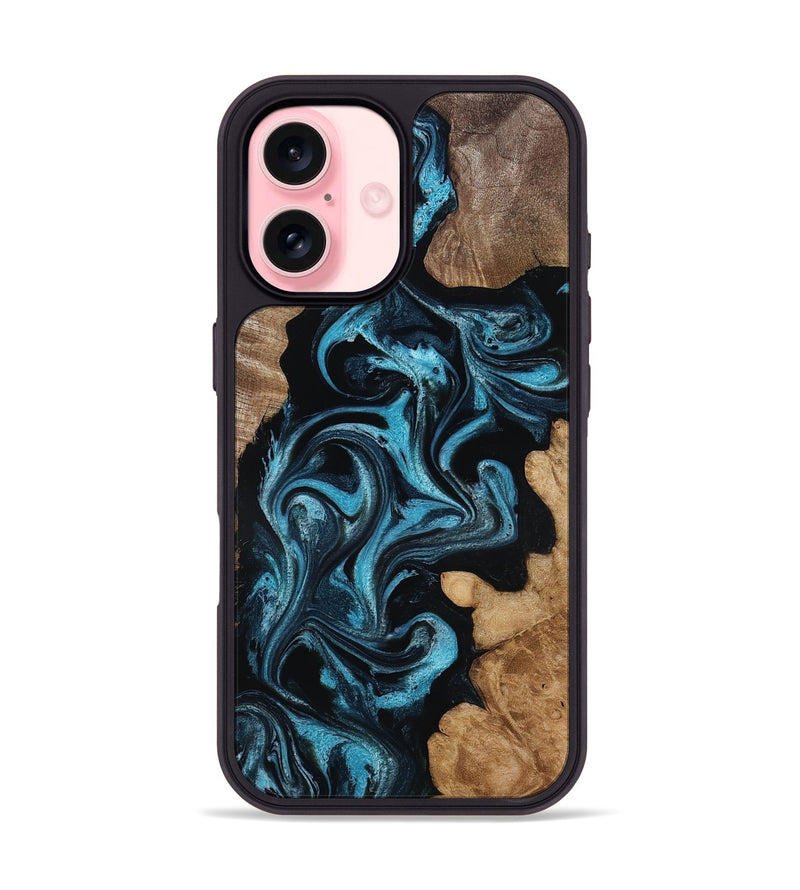 iPhone 16 Wood Phone Case - Martika (Blue, 818535)