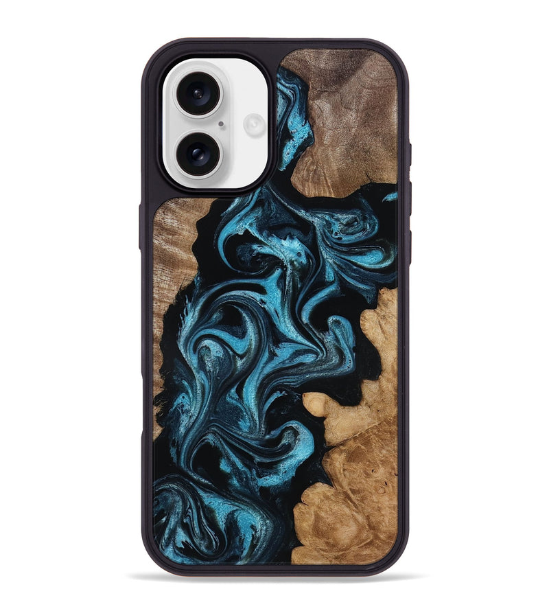 iPhone 16 Plus Wood Phone Case - Martika (Blue, 818535)