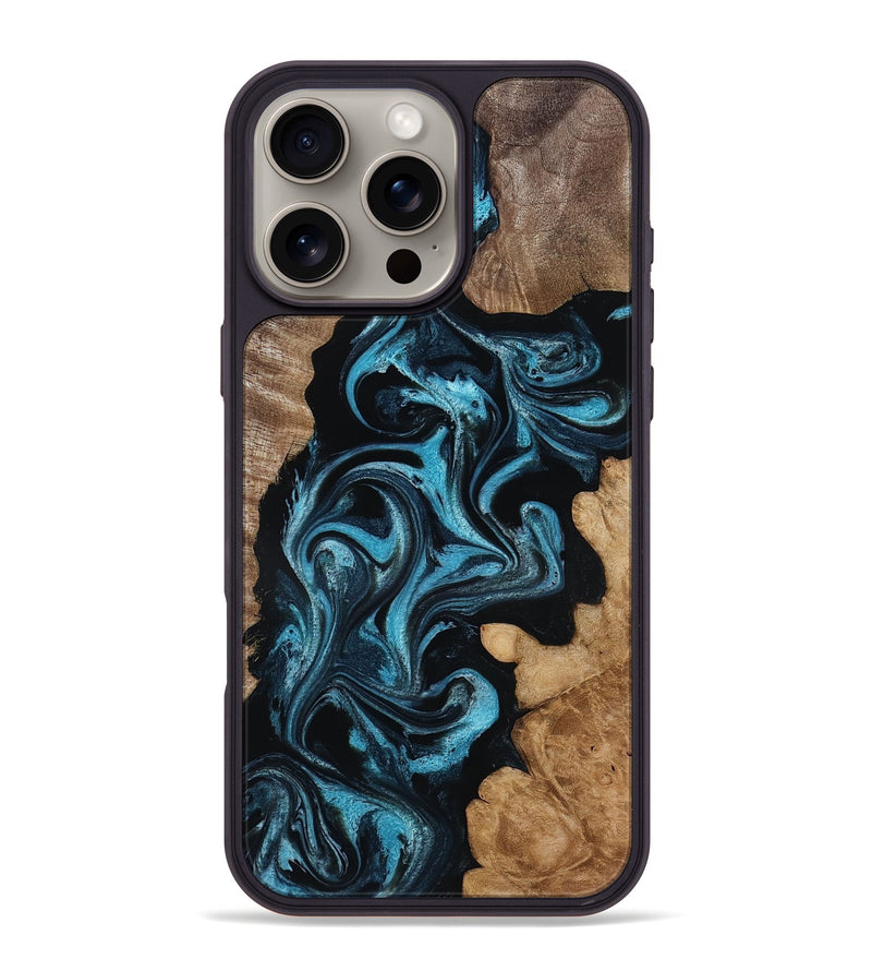 iPhone 16 Pro Max Wood Phone Case - Martika (Blue, 818535)