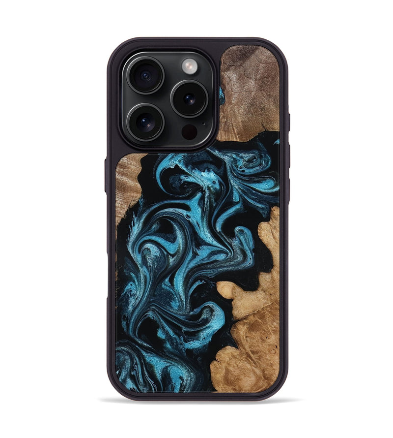 iPhone 16 Pro Wood Phone Case - Martika (Blue, 818535)