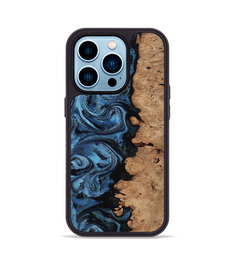 iPhone 14 Pro Wood Phone Case - Edmund (Blue, 818536)