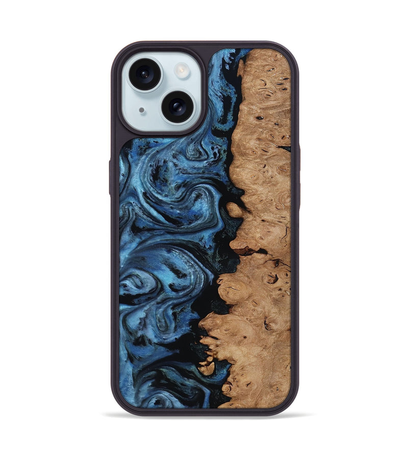 iPhone 15 Wood Phone Case - Edmund (Blue, 818536)