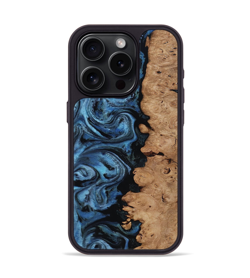 iPhone 15 Pro Wood Phone Case - Edmund (Blue, 818536)