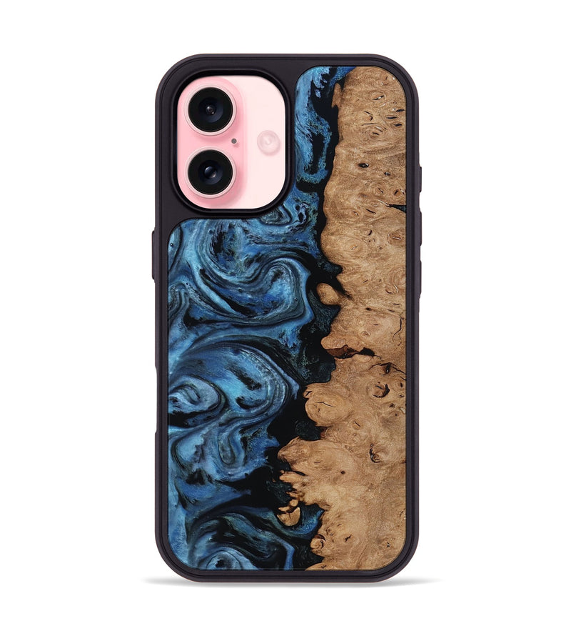 iPhone 16 Wood Phone Case - Edmund (Blue, 818536)