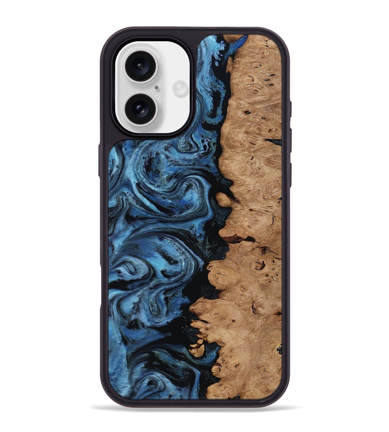 iPhone 16 Plus Wood Phone Case - Edmund (Blue, 818536)
