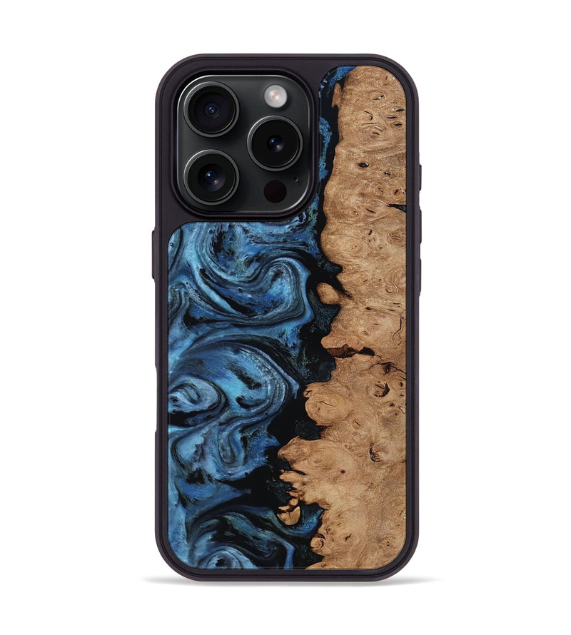 iPhone 16 Pro Wood Phone Case - Edmund (Blue, 818536)