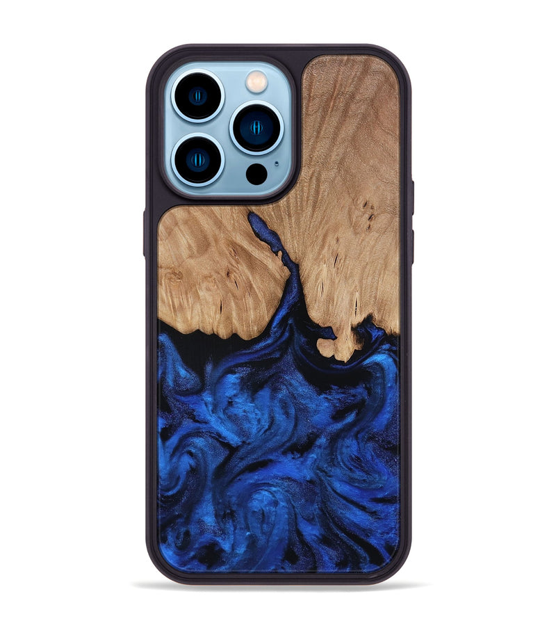 iPhone 14 Pro Max Wood Phone Case - Aylani (Blue, 818538)