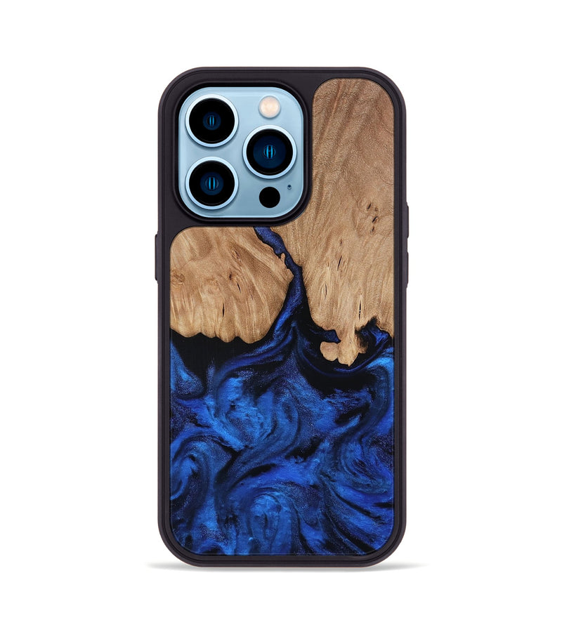 iPhone 14 Pro Wood Phone Case - Aylani (Blue, 818538)