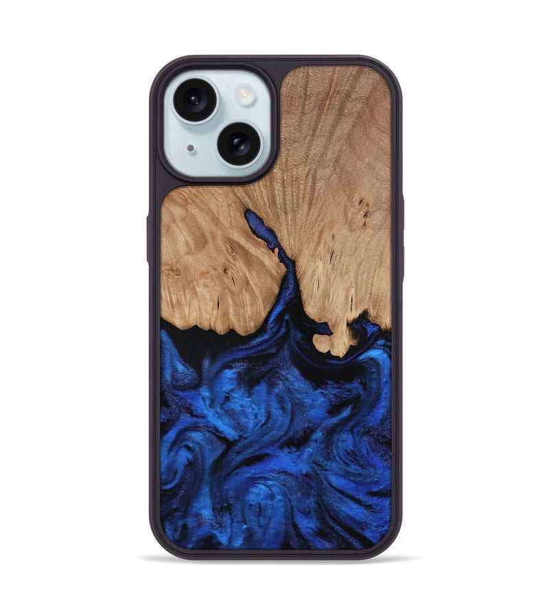 iPhone 15 Wood Phone Case - Aylani (Blue, 818538)