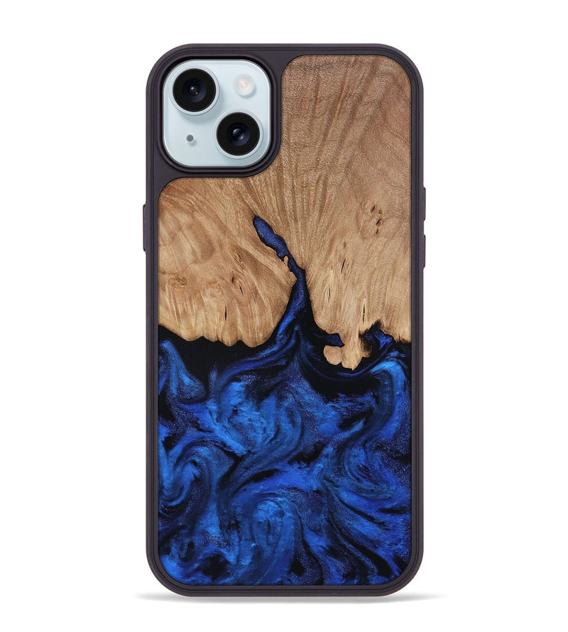iPhone 15 Plus Wood Phone Case - Aylani (Blue, 818538)