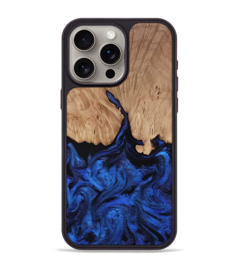 iPhone 15 Pro Max Wood Phone Case - Aylani (Blue, 818538)
