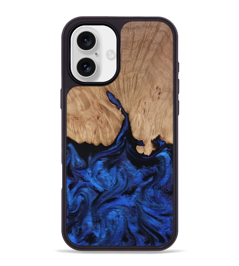 iPhone 16 Plus Wood Phone Case - Aylani (Blue, 818538)