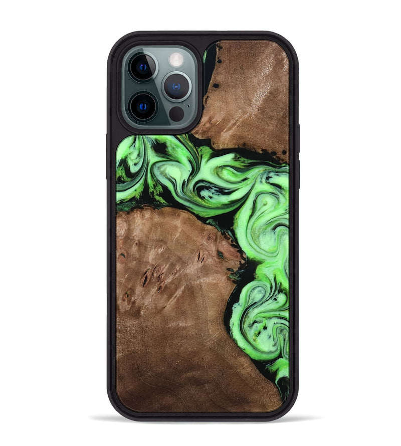 iPhone 12 Pro Max Wood Phone Case - Miley (Green, 818541)