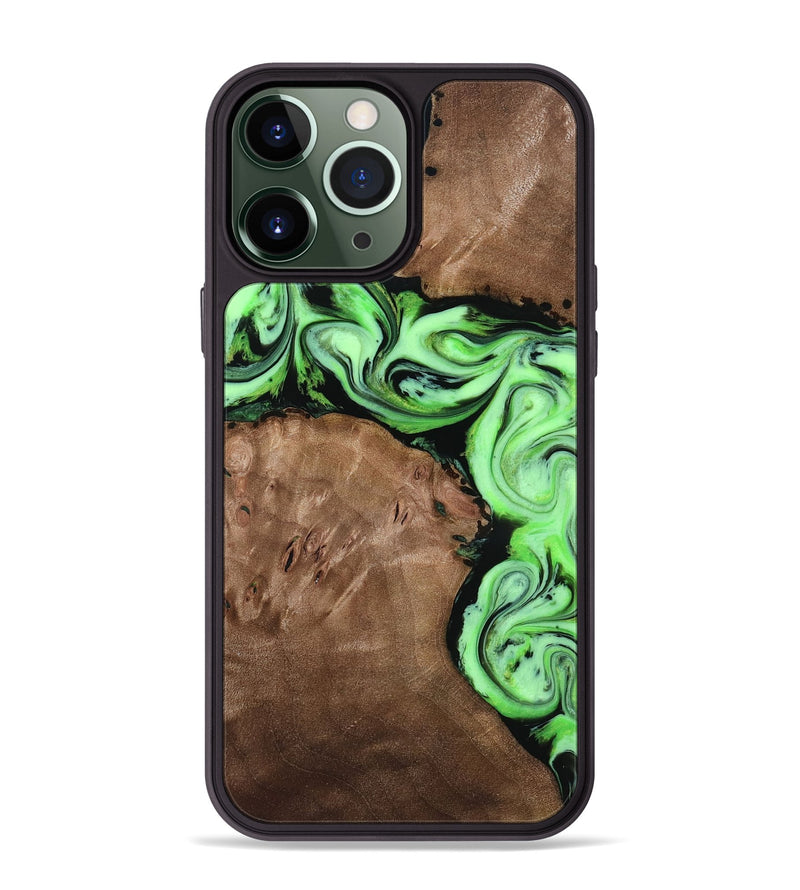 iPhone 13 Pro Max Wood Phone Case - Miley (Green, 818541)
