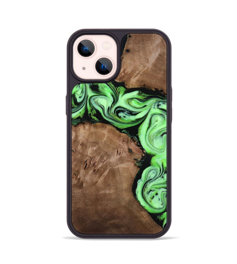 iPhone 14 Wood Phone Case - Miley (Green, 818541)