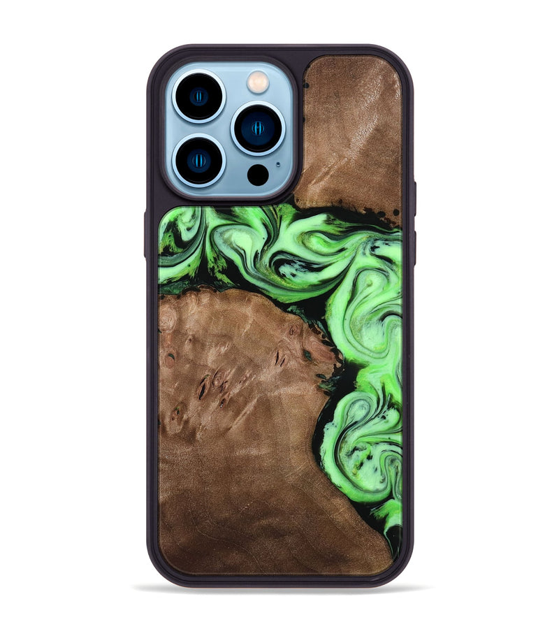 iPhone 14 Pro Max Wood Phone Case - Miley (Green, 818541)