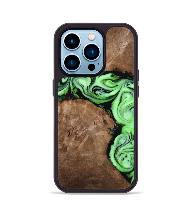 iPhone 14 Pro Wood Phone Case - Miley (Green, 818541)