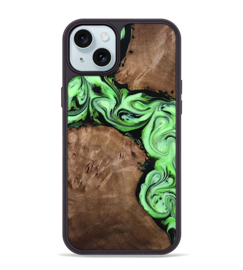 iPhone 15 Plus Wood Phone Case - Miley (Green, 818541)