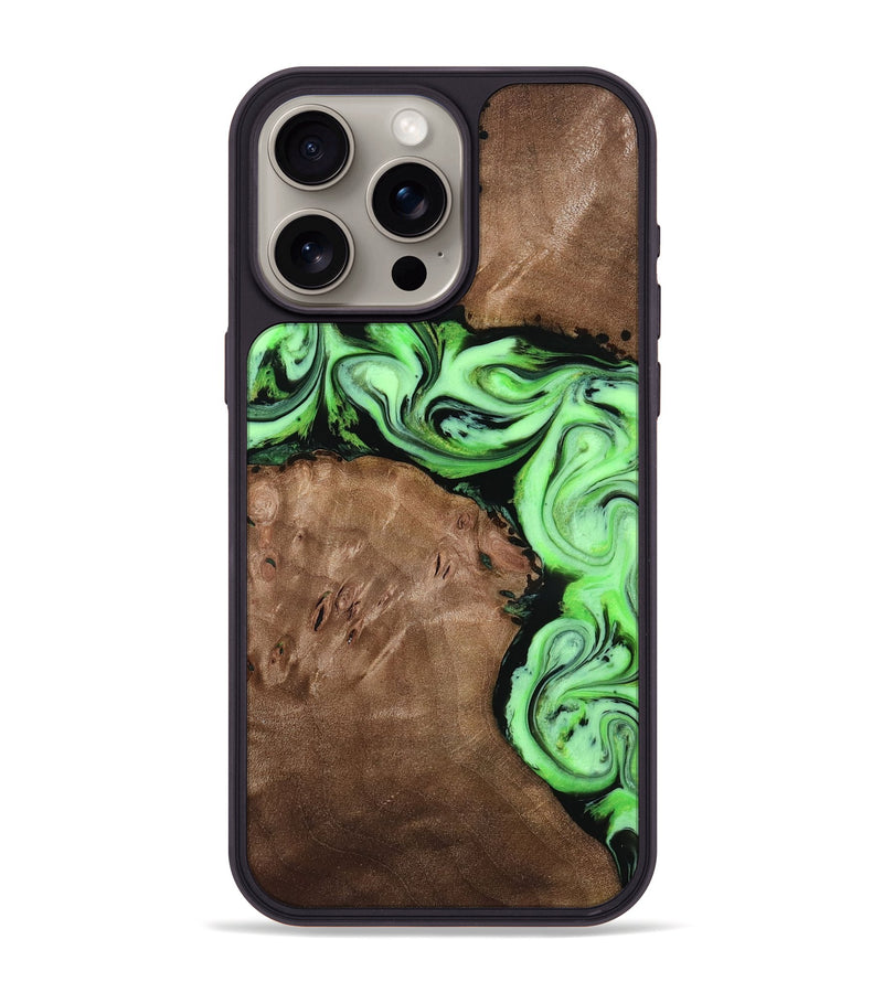 iPhone 15 Pro Max Wood Phone Case - Miley (Green, 818541)