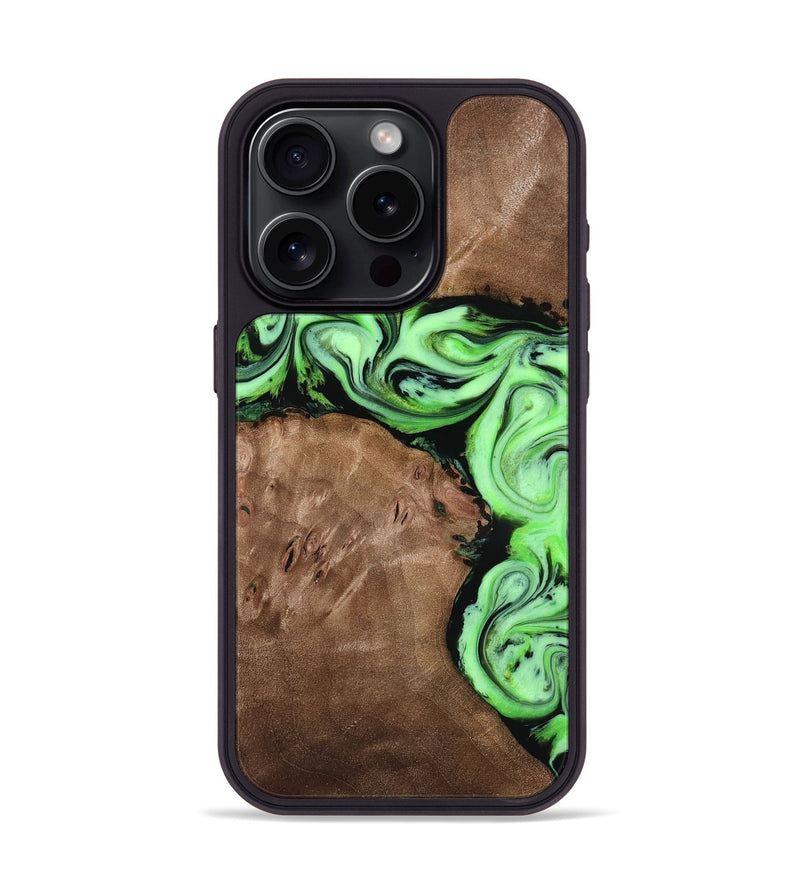 iPhone 15 Pro Wood Phone Case - Miley (Green, 818541)