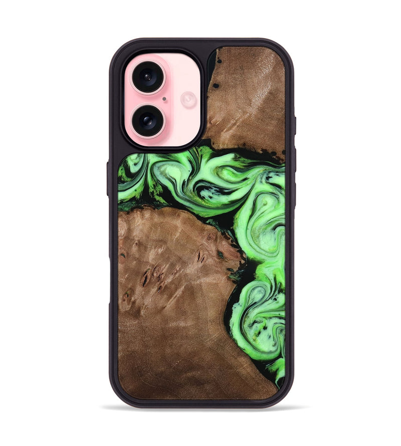 iPhone 16 Wood Phone Case - Miley (Green, 818541)