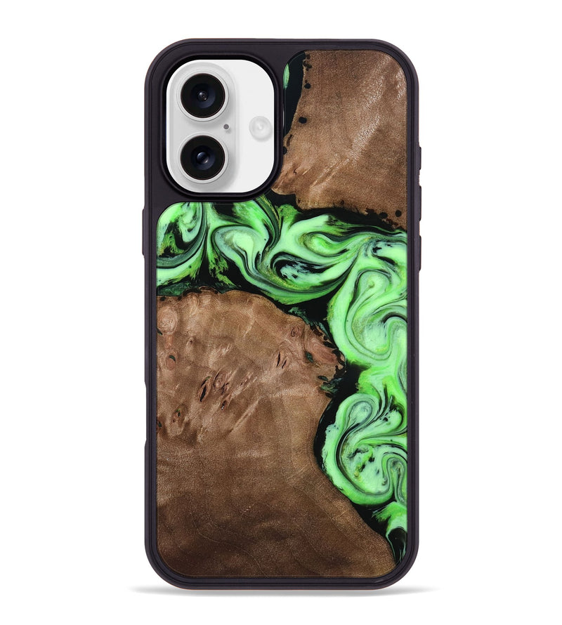 iPhone 16 Plus Wood Phone Case - Miley (Green, 818541)