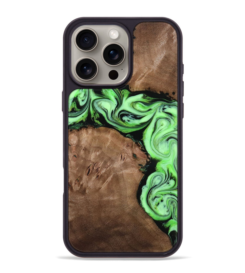 iPhone 16 Pro Max Wood Phone Case - Miley (Green, 818541)