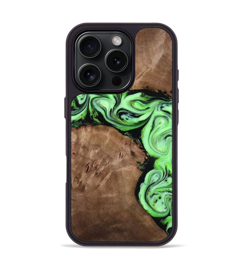 iPhone 16 Pro Wood Phone Case - Miley (Green, 818541)