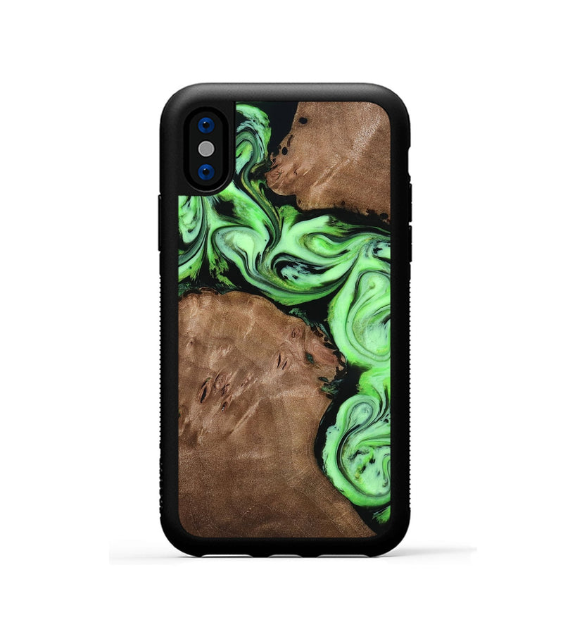 iPhone Xs Wood Phone Case - Miley (Green, 818541)