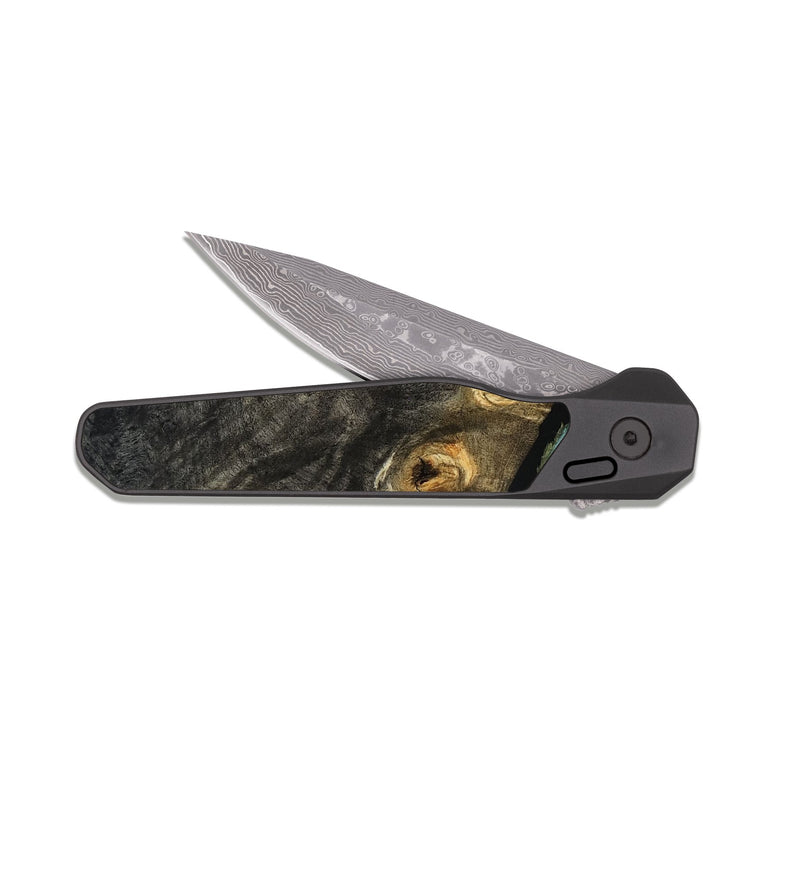 EDC Dark Damascus Wood Pocket Knife - Lissie (Green, 818542)