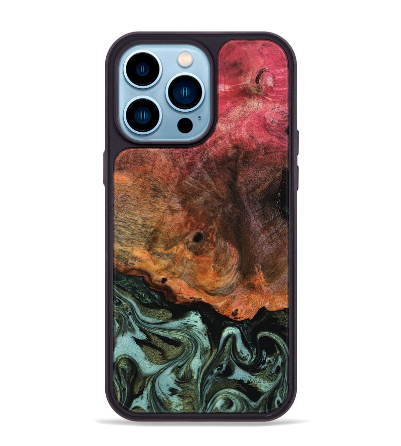 iPhone 14 Pro Max Wood Phone Case - Luis (Green, 818543)