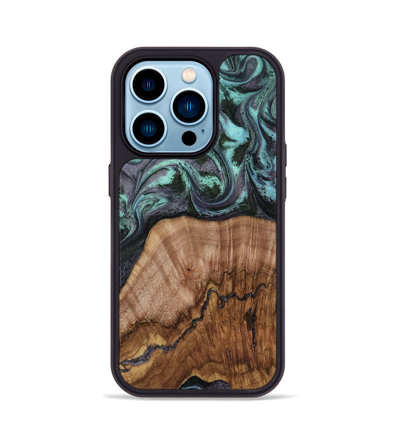 iPhone 14 Pro Wood Phone Case - Selah (Green, 818544)