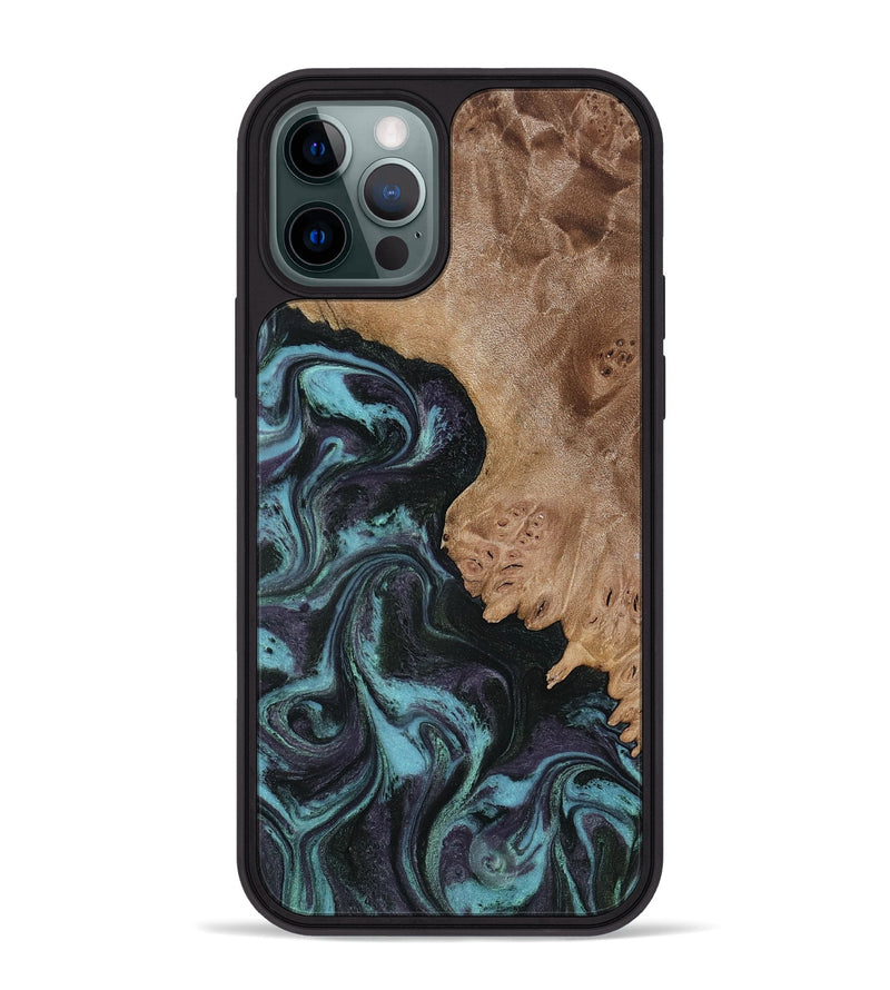 iPhone 12 Pro Max Wood Phone Case - Adda (Green, 818545)