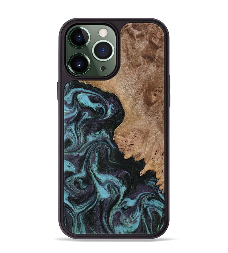 iPhone 13 Pro Max Wood Phone Case - Adda (Green, 818545)