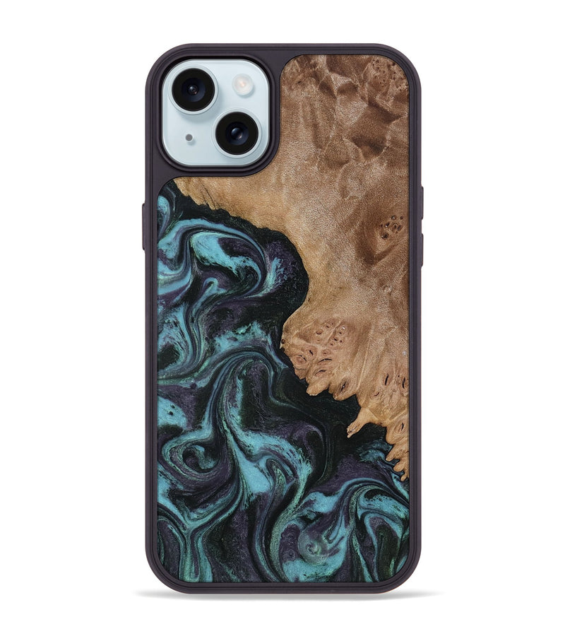 iPhone 15 Plus Wood Phone Case - Adda (Green, 818545)