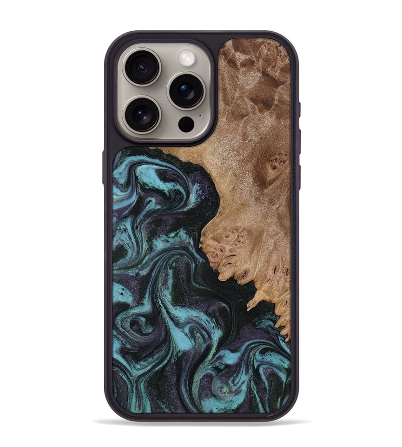 iPhone 15 Pro Max Wood Phone Case - Adda (Green, 818545)