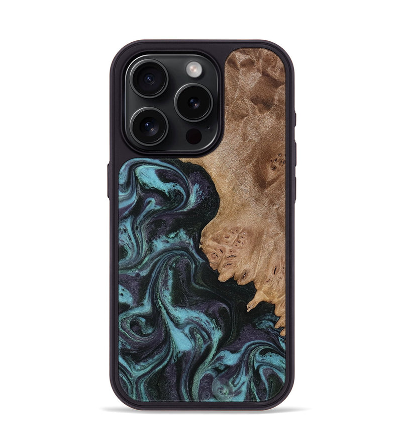 iPhone 15 Pro Wood Phone Case - Adda (Green, 818545)