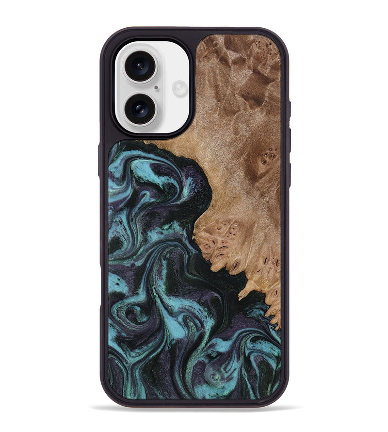 iPhone 16 Plus Wood Phone Case - Adda (Green, 818545)