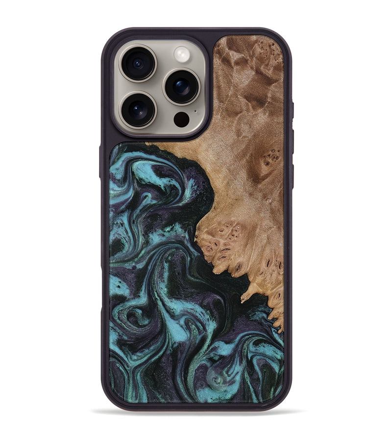 iPhone 16 Pro Max Wood Phone Case - Adda (Green, 818545)