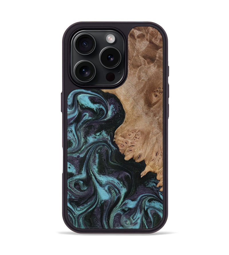 iPhone 16 Pro Wood Phone Case - Adda (Green, 818545)