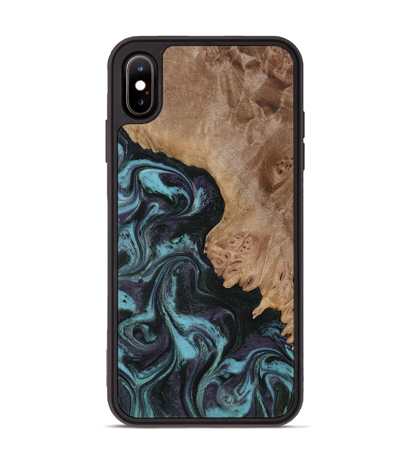 iPhone Xs Max Wood Phone Case - Adda (Green, 818545)