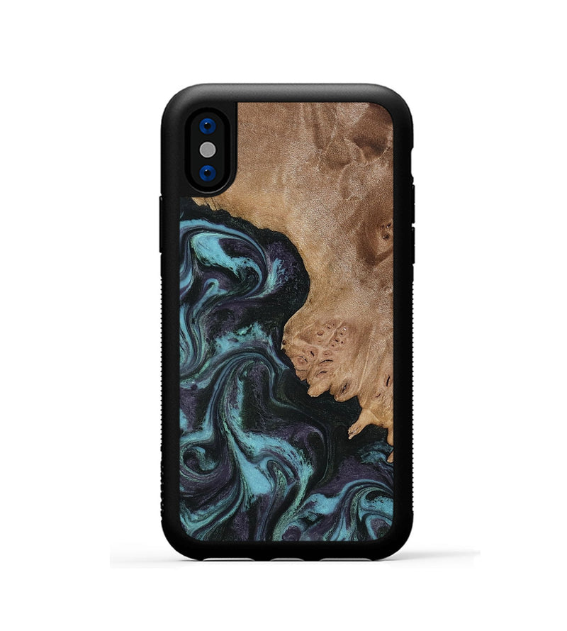 iPhone Xs Wood Phone Case - Adda (Green, 818545)