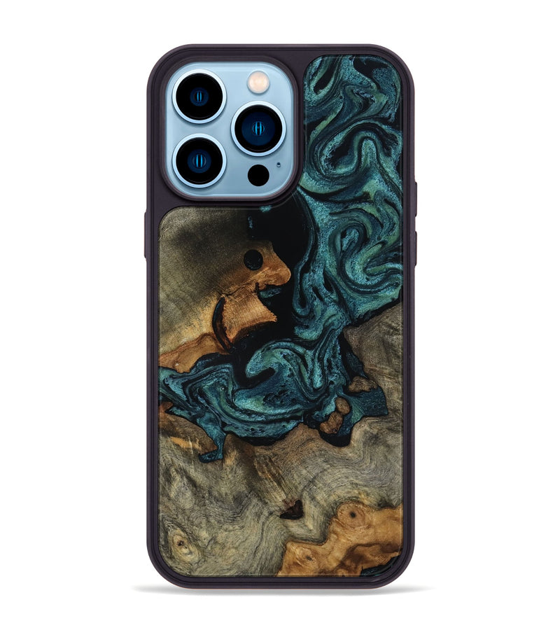iPhone 14 Pro Max Wood Phone Case - Emmit (Green, 818547)
