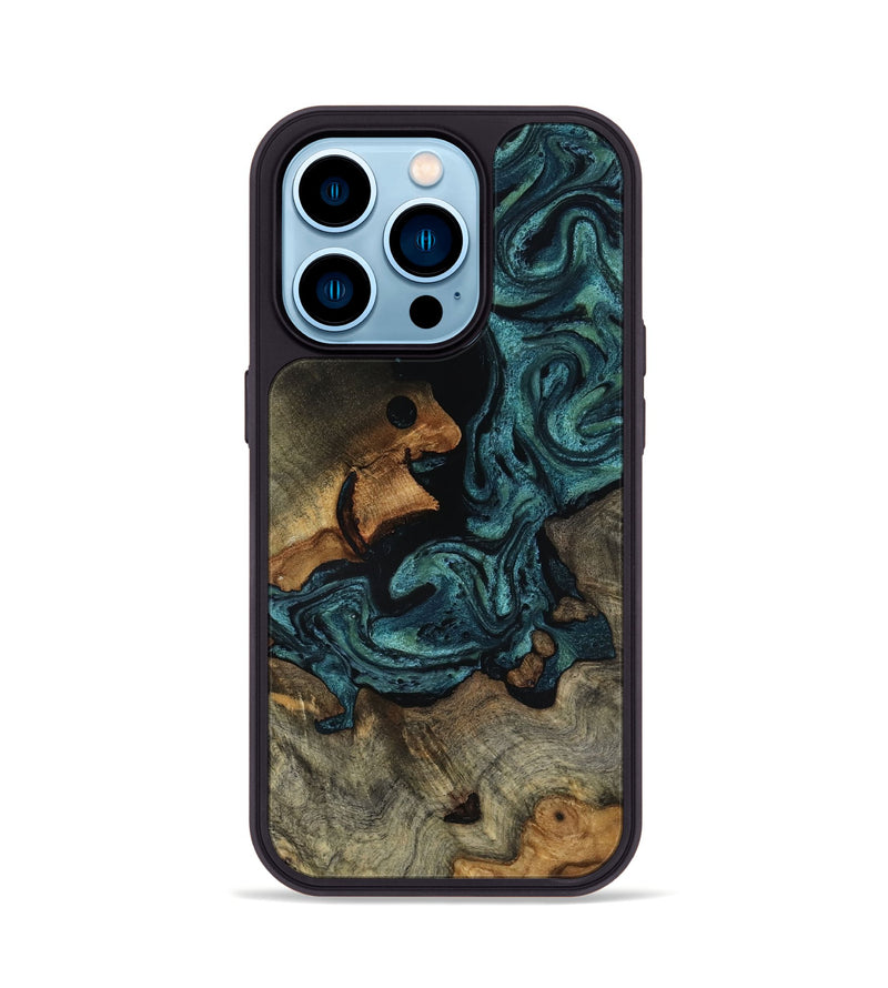 iPhone 14 Pro Wood Phone Case - Emmit (Green, 818547)