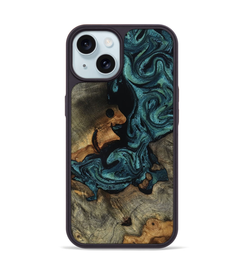 iPhone 15 Wood Phone Case - Emmit (Green, 818547)