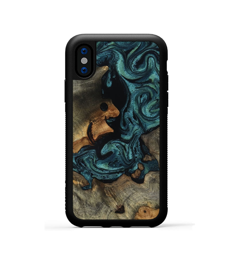iPhone Xs Wood Phone Case - Emmit (Green, 818547)