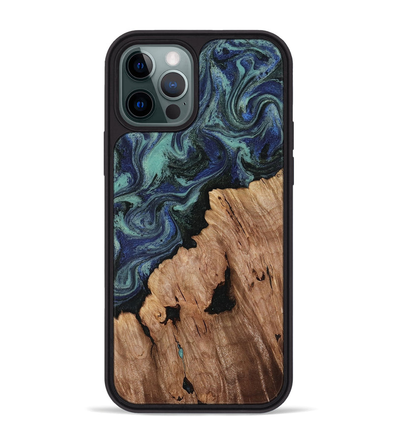 iPhone 12 Pro Max Wood Phone Case - Hadley (Blue, 818548)